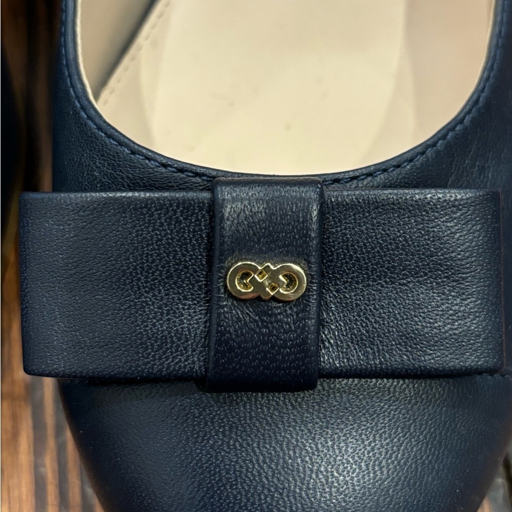 COLE HAAN Bow Tie Wedge Adair Grand Leather Wedges Pumps Shoes Women's Sz 9 B - Picture 3 of 7